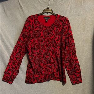 Karen Scott Red Vines Printed cardigan size xl very GUC